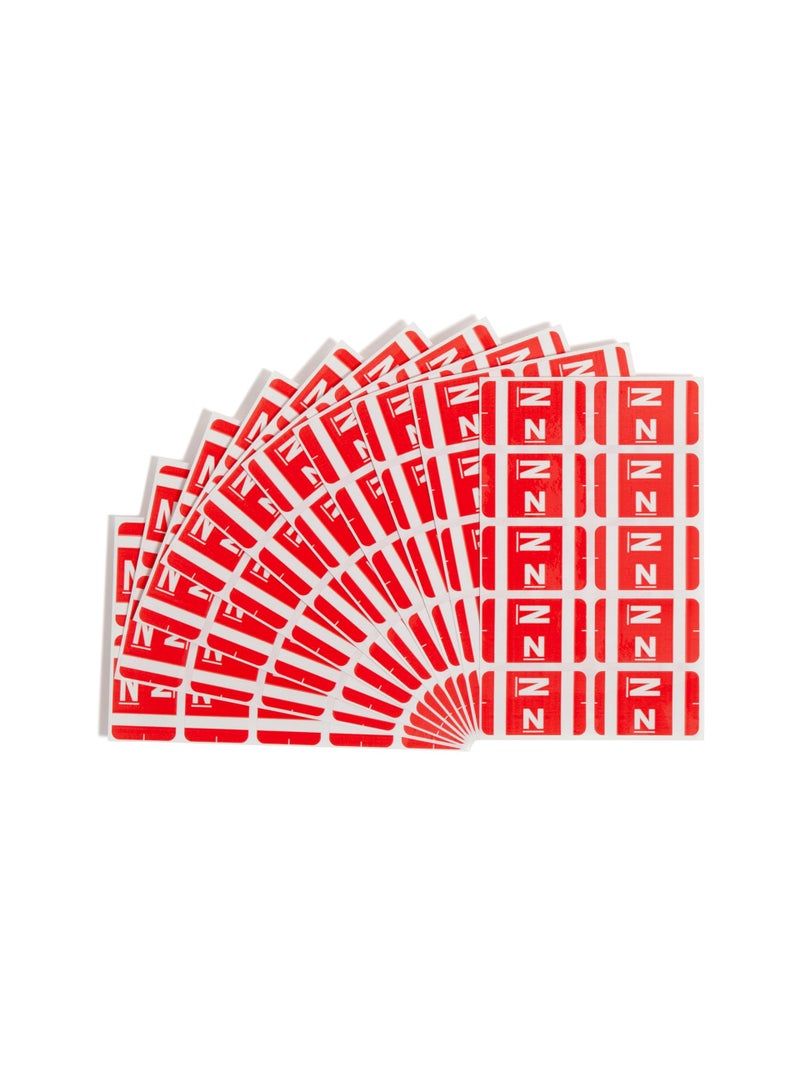 Smead AlphaZ ACCS Color-Coded Alphabetic Label, N, Red, 100 Labels per Pack (67184)